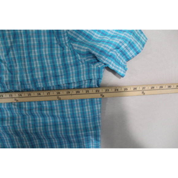 St John Bay Men Blue Shirt Plaid Fishing quick Dri Size Medium - Picture 5 of 7
